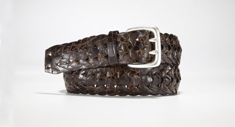 Crocodile Link Belt 1 3/8“ - 35mm (Brown)