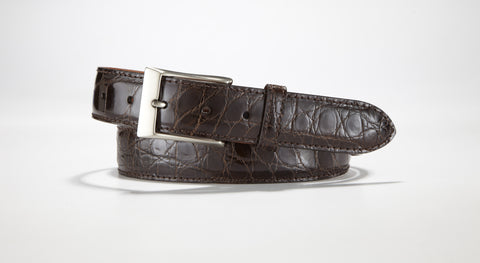 American Alligator Belt - Glossy 1 3/8" - 35mm (Brown)