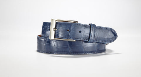 American Alligator Belt - Glossy 1 3/8" - 35mm (Denim)