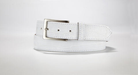 American Alligator Belt - Matte 1 3/8" - 35mm (White)