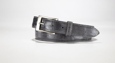 American Alligator Belt - Glossy 1 1/4" - 32mm (Grey)