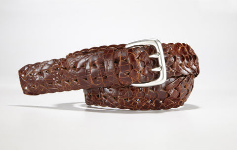 Crocodile Link Belt 1 3/8“ - 35mm (Cognac)