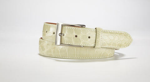 American Alligator Belt - Glossy 1 3/8" - 35mm (Ivory)