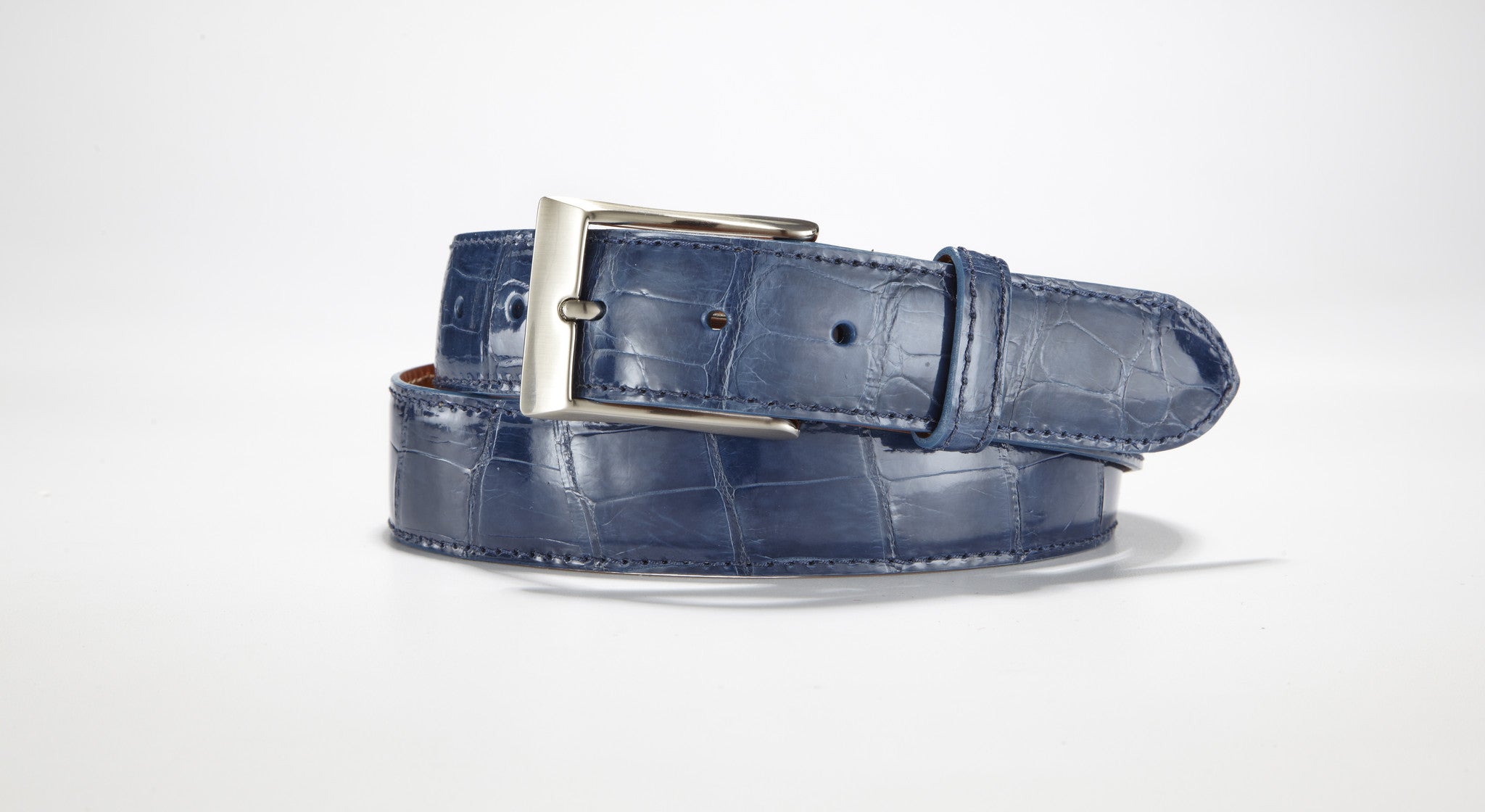 blue denim red alligator