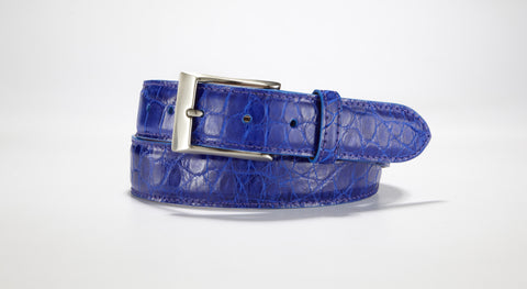 American Alligator Belt - Glossy 1 3/8" - 35mm (Electric Blue)