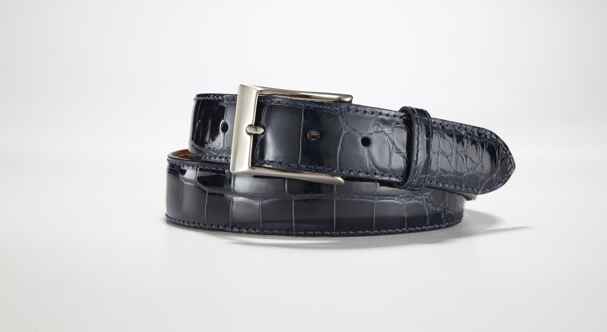 American Alligator Belt - Glossy 1 3/8 - 35mm (Denim) – Andrew Martin