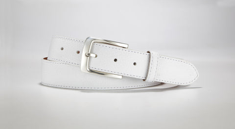 Pebble Grain Leather 1 3/8" - 35mm (White)
