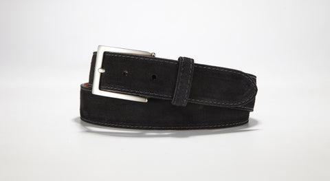 Suede Leather 1 3/8" - 35mm (Black)